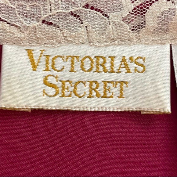 Vintage Victoria's Secret Gold Label Lace Colored Burgundy Shirt Nightgown M/L - Picture 9 of 11